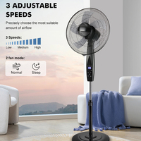 Ventilador de Plástico de 5 Aspas con 3 Velocidades Ajustables, Viento Potente, Eléctrico, Oscilante, de 16 Pulgadas, con Control Remoto, para el Hogar