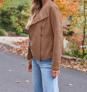 Veste en simili cuir pour femme, manteau court à devant ouvert pour l'automne, l'hiver et le printemps, style cardigan - Product Image 4