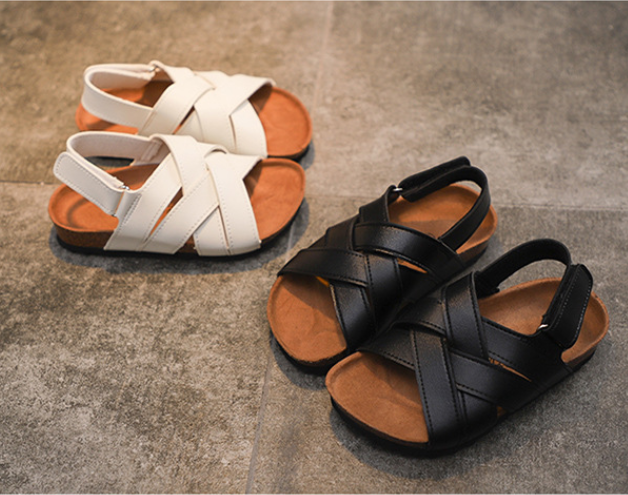 High Quality New design Children Slide Sandals Leather Cork Slippers Boys Girls Flip Flops Toddler Sandals For Kids