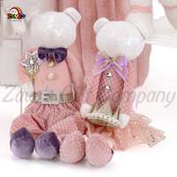 Zaves Donne-moi un câlin 32CM rose assis Gentleman ours sans yeux poupée en peluche mignon cadeau apaisant pour enfants Couple peluche poupée personnalisée