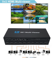 Commutateur HDMI multi-affichage 9x1, 4K HDMI 9 voies, 9 écrans, affichage simultané, séparateur d'écran multi-visionneur en temps réel, adaptateur 9 entrées 1 sortie