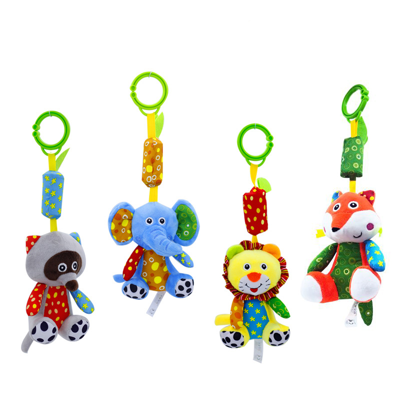 Детская игрушка-колокольчик, набивное животное, Детская плюшевая ручная погремушка, подвесные игрушки для коляски