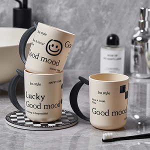 Taza de enjuague bucal a cuadros, taza de lavado doméstico engrosada, taza de cepillado, Letra de lunares - Product Image 1