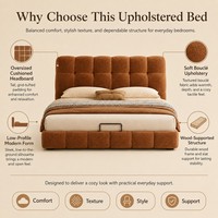 Lit plateforme de luxe en chenille marron pour la vente B2B et B2C de chambres à coucher