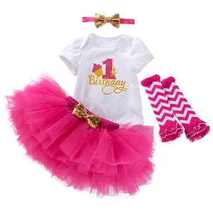 ベストセラー女の赤ちゃんの誕生日Tシャツチュチュセット衣装0-24M女の子幼児服DGHB-001