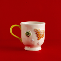 Tasses en céramique de vacances en relief de sapin de Noël de dessin animé personnalisé en gros tasses cadeau de Noël tasse à café
