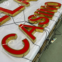 Lettres de casino 3D LED personnalisées à double éclairage avec face rouge et coque miroir dorée