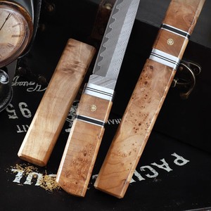 Cuchillo Damasco VG10 Personalizado con Mango de Madera White Shadow, Cuchillo de Caza Profesional de Hoja Fija con Funda - Product Image 2