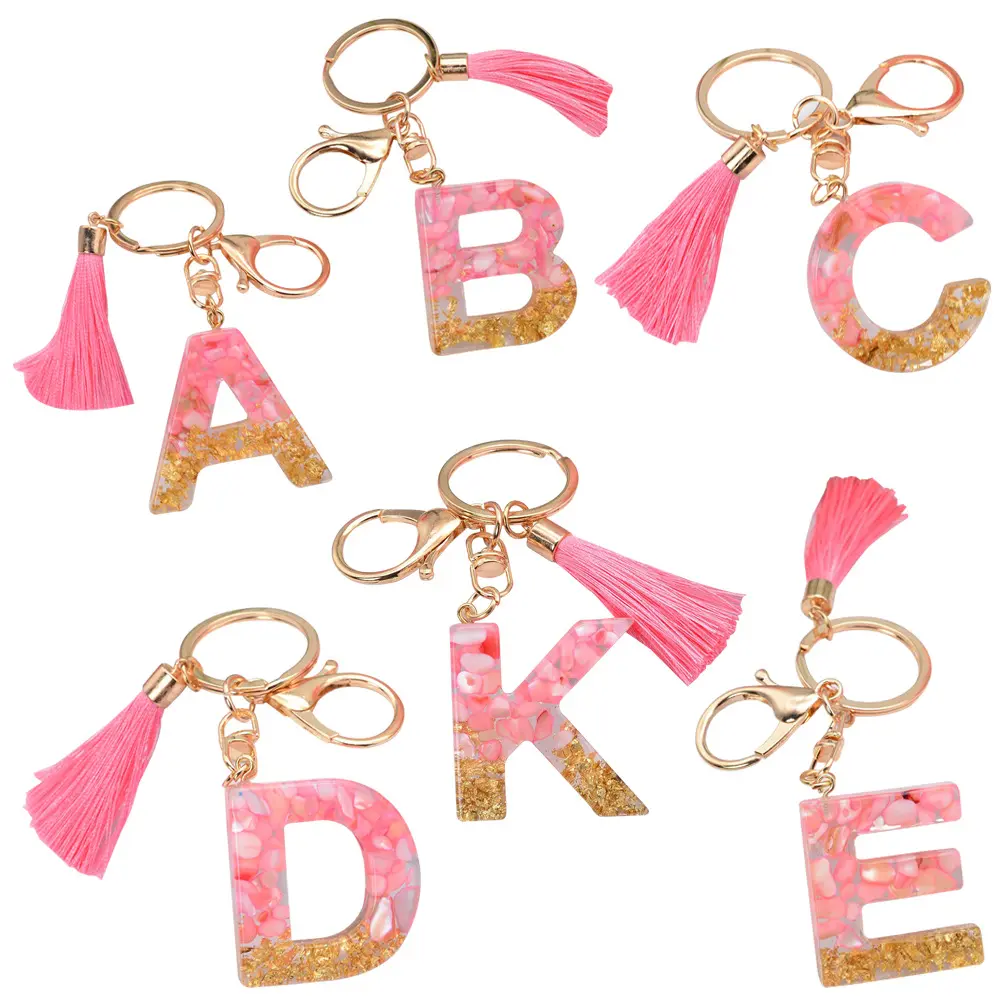 Großhandel Acryl 26 Englische Buchstaben Anhänger Taschen-Schlüsselanhänger Mädchen-Geschenk bunter Stein-Alphabet-Schlüsselanhänger
