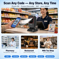 Scanner de codes-barres de bureau CMOS FS30 économique 2D 1D USB mains libres pour la livraison et le retrait de commandes F&B