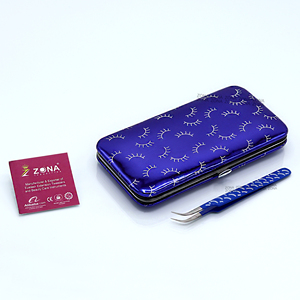 Custom Made Blue Stainless Steel Precision Serrated Tip Eyelash Extension Tweezers Wholesale <b>Cheap</b> Price Lashes Printed Matching - Product Image 3