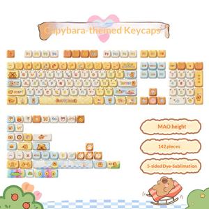 Ensemble de touches de clavier AKKO Capybara Pudding (140 touches) - Transparence lumineuse - Design mignon de dessin animé - Clavier mécanique complet - Sublimation universelle - Product Image 1