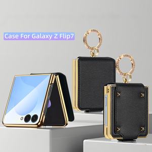 Étui de téléphone avec support d'anneau pour Samsung <span class=keywords><strong>Z</strong></span> <span class=keywords><strong>Flip</strong></span> 5 <span class=keywords><strong>4</strong></span> 3 Étui en cuir tendance antichoc pour Galaxy <span class=keywords><strong>Z</strong></span> <span class=keywords><strong>Flip</strong></span> 7 6 - Product Image 4