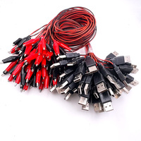 Cable USB a Pinza de Cocodrilo OEM de Fábrica, Cobre Puro, 5V 2A, Cubierta de PVC, 60cm, 18AWG*2, CE ROHS FCC, para Pruebas de Circuitos Electrónicos