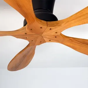 Smart Modern Living Room Home Decorative Dc Motor 5 Wood Blades Remote Control Led Ceiling Fan