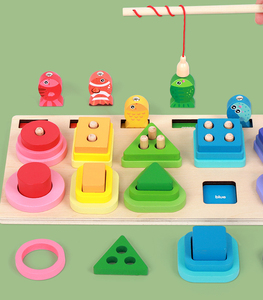 Giocattoli in legno blocchi arcobaleno in legno 3D Fishing Block Fishing Toy Set Montessori riconoscimento colore <span class=keywords><strong>Play</strong></span> - Product Image 1