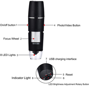 ハンドヘルド8 LEDブラケットデジタルミニUSB顕微鏡インターフェース電子顕微鏡 - Product Image 5