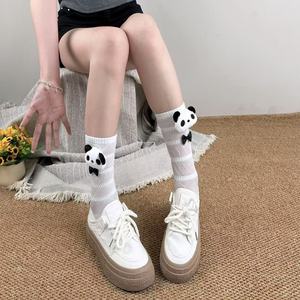 Chaussettes mi-mollet Panda blanches respirantes pour femmes, style Lolita, douces, mode JK, printemps-été - Product Image 2
