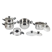 Ensemble de casseroles en acier inoxydable avec couvercle en verre, écologiques, compatibles induction, pour soupes et cuisson, 5 pièces