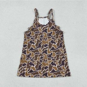 Vestidos cortos de yoga con tirantes y estampado de camuflaje del sur para niñas hermanas, hasta la rodilla - Product Image 6