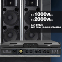 Amplificateur de puissance numérique de classe D, haut-parleurs 2 canaux, boîtier métallique 1U, réglage de sortie 1000W 8Ω, 1200W 4Ω, 1600W 2.5Ω, 1V 0.775V