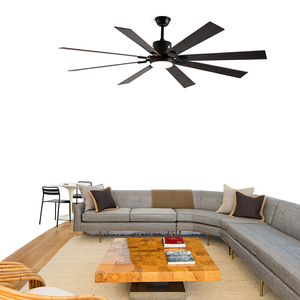 Ventilador de techo LED con 8 aspas de madera, control remoto, regulable, temperatura de color ajustable, para sala de estar, dormitorio, comedor - Product Image 1