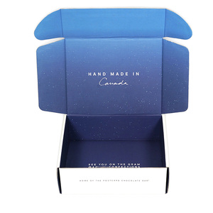 Boîte d'expédition en carton ondulé personnalisée en gros, boîte blanche avec intérieur imprimé bleu pour l'emballage express de vente en ligne - Product Image 2