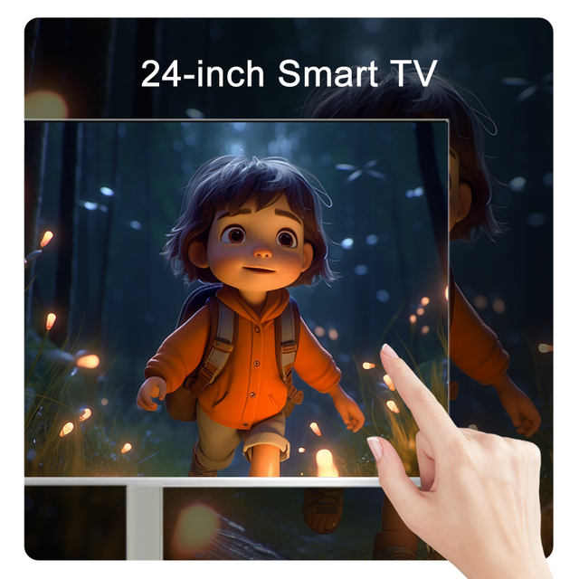 Mobile Tv with Camera Android 12/13 White Smart Movable Tv 24 Inch Stand Tv Follow by Me Portable Touch Screen BestieTV