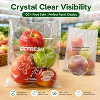 Sac plat en OPP transparent imprimé sur mesure avec trous d'aération, sac d'emballage en plastique poly pour fruits frais, pommes, oranges