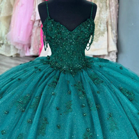 Robe de bal de Quinceañera Mumuleo vert émeraude sexy avec fleurs 3D et perles, corset Vestido De 15 Anos, dentelle, grande taille