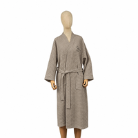 Peignoir gaufré épais pour hôtel et spa, col kimono, bien-être, unisexe, service ODM, léger, long, pour le voyage et la détente