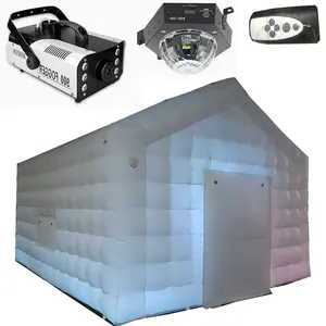 8x6m commercial noir blanc Portable LED disco éclairage mobile boîte de nuit tente gonflable Cube fête tente gonflable boîte de nuit