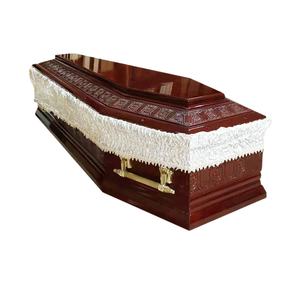 Производитель, европейский стиль, изготовленный по индивидуальному заказу, синий деревянный гроб из павловнии с индивидуальным резным узором, металлические украшения, шкатулки и гробы - Product Image 4