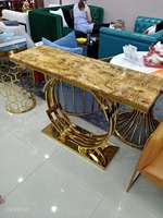 Table console luxueuse en marbre et métal, durable, meuble de rangement moderne pour salon, couloir et salle de passage