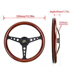 Volante Deportivo Leaders ABS de 350 mm de Profundidad, 4 cm, Nuevo Diseño Clásico Retro Vintage, Volante de Madera de Melocotón - Product Image 2