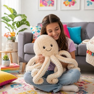 Peluche pieuvre bleue à anneaux Kelian 150 cm, géante rose et rouge, marionnette de dessin animé, jouet en peluche pieuvre à tentacules, pieuvre mignonne personnalisée - Product Image 4