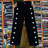 Jean cargo droit en denim à sequins taille mi-haute pour femme, style streetwear, toutes saisons, séchage rapide, en Spandex/Coton