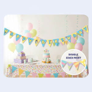 4.5M Double Sided Print Cartoon Triangle Plastic Decor Birthday Celebration Happy Birthday Party Banner - Product Image 4