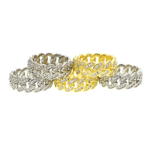 6mm 너비 아이스 아웃 블링 골드 Cz 쿠바 링 약혼 밴드 남성 쥬얼리 - Product Image 6