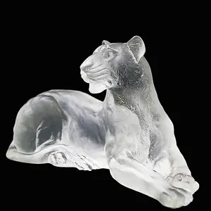 Estátua de animal de cristal de leão, mais quente de alta qualidade para decoração de casa, exibição de escritório e hotel