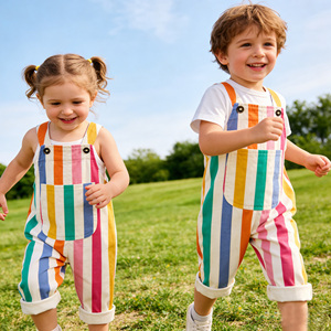<span class=keywords><strong>Salopette</strong></span> unisexe en coton sergé à rayures arc-en-ciel pour bébé, combinaison à bretelles réglables avec poche, vêtements de jeu personnalisables pour enfants - Product Image 4