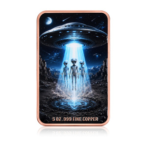 Barra in Rame Puro .999 da 5 oz, Serie <span class=keywords><strong>UFO</strong></span> Alieno, Lingotto Commemorativo con Rilievo UV Colorato per Collezione e Regalo - Product Image 2