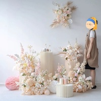 Susunan Bunga Mawar Sutra Buatan Warna Pink Ungu Putih, Bentuk Bola Gantung, untuk Dekorasi Pernikahan, Panggung, Lorong, dan Lantai