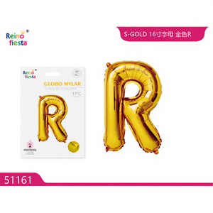 Ballon en Mylar Lettre R Dorée de 16 Pouces pour Décorations de Fête Marque Peiyong Modèle 51161 - Product Image 1