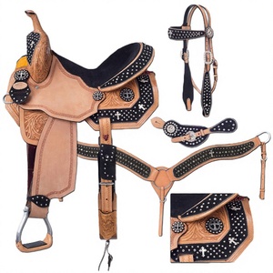 Selle de cheval occidentale en PVC de haute qualité, imperméable, en nylon synthétique, avec arceau en plastique durable et sangle de nez simple - Product Image 3