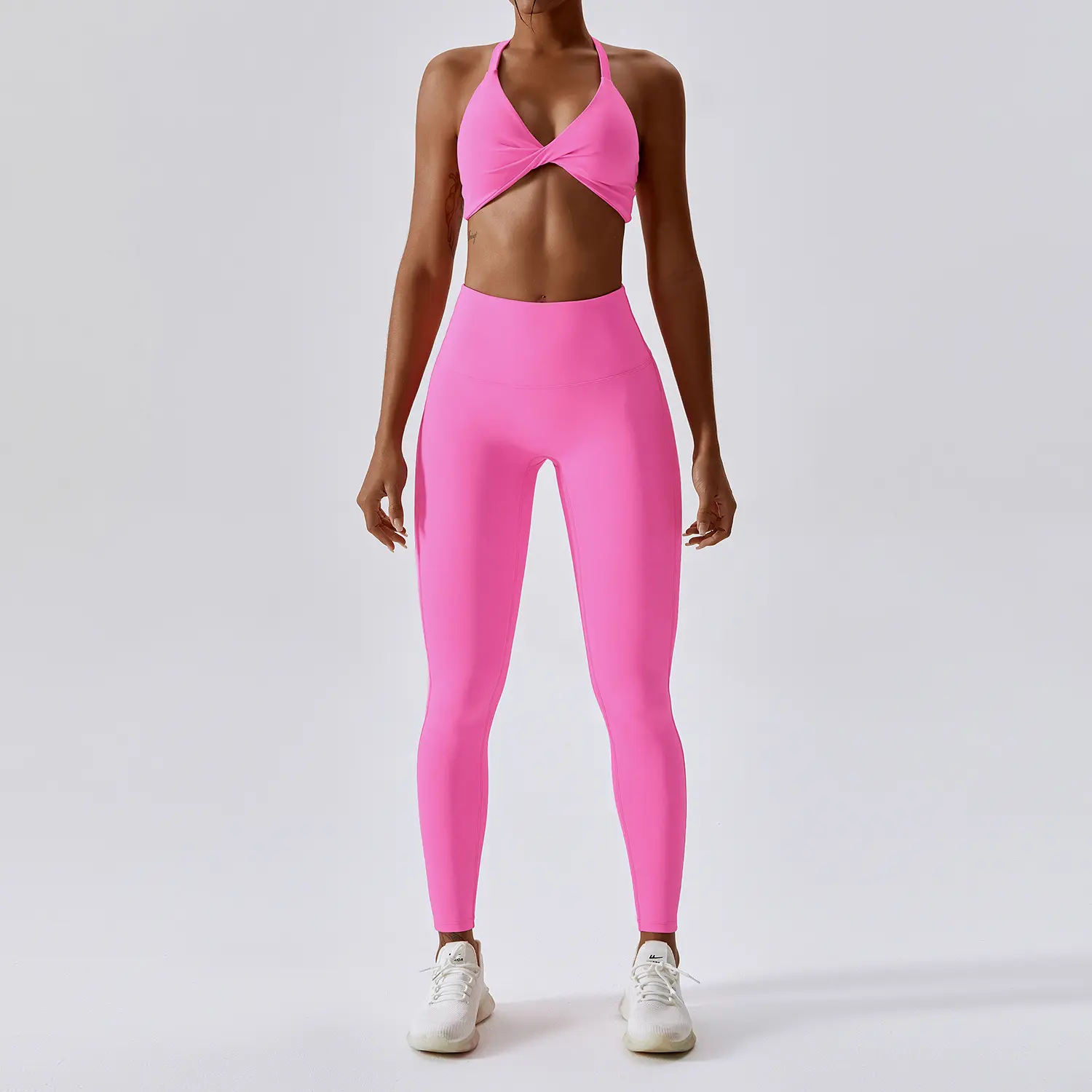 Women Custom Design Ladies Sports Bra Running High Waist Fitness Leggings 2 Piece Gym activewear Set Seamless Yoga Set