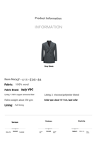Costume élégant pour homme en laine, double boutonnage, Haute Couture italienne VBC, idéal pour les dîners et les mariages.