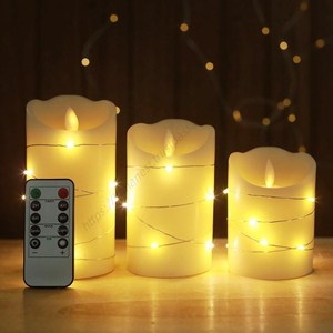 Wholesale Waterproof LED <b>Candles</b> Battery Operated Flameless <b>Pillar</b> Decorative Lights Plastic Resin with Strip - Product Image 1