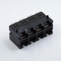 Conector de Red Ethernet Modular RJ45 8P8C de Montaje en Panel, Serie 59 de JISJACK, Sin Blindaje, de Bronce Fosforoso y Chapado en Oro