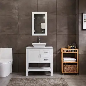 Top Selling European Style Mdf Pvc White Modern Style Bathroom Furniture Cabinet Vanity